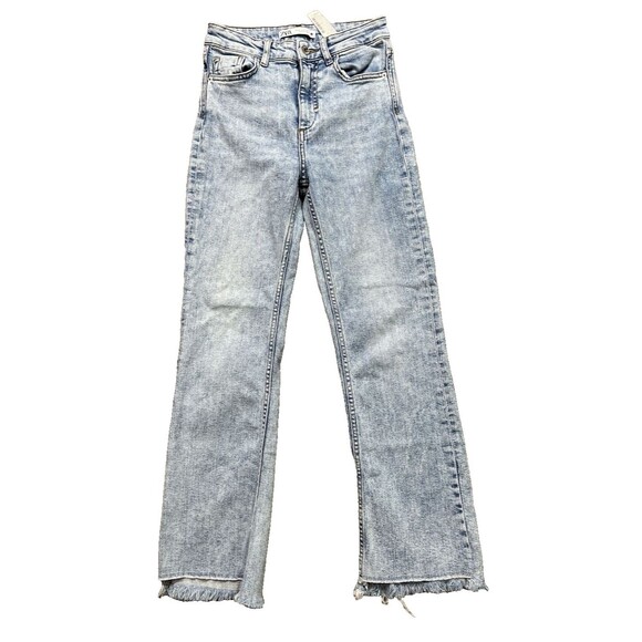 ZARA Women's Size 2 Light Blue Denim Distressed Raw Hem Jeans - Picture 4 of 16